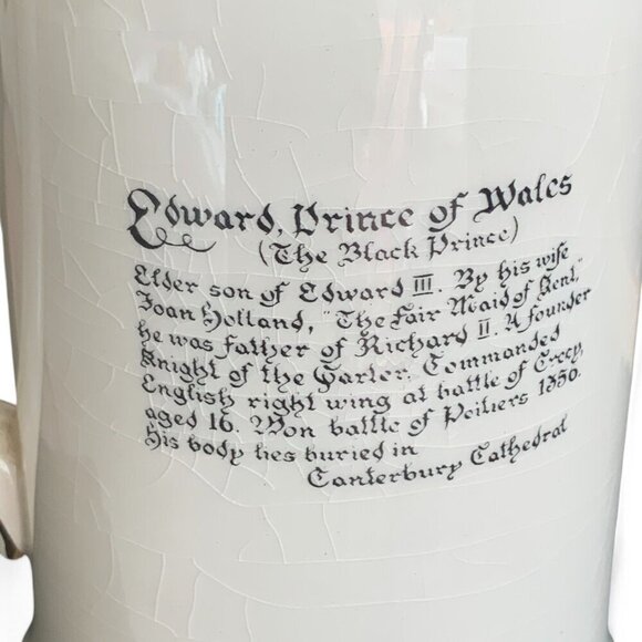 Edward Prince Of Wales 1950's Ceramic Tankard RWL London Gold Trim Crackle Glaze - Picture 4 of 7